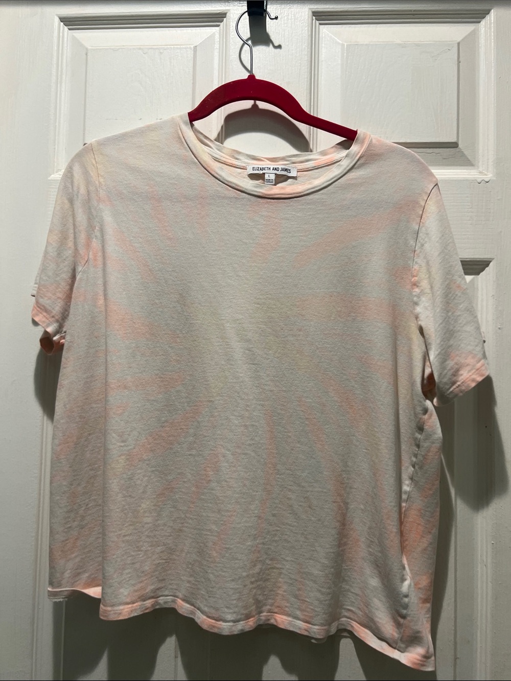 Elizabeth and James Cream Tee with Soft Orange Tie-Dye Swirl